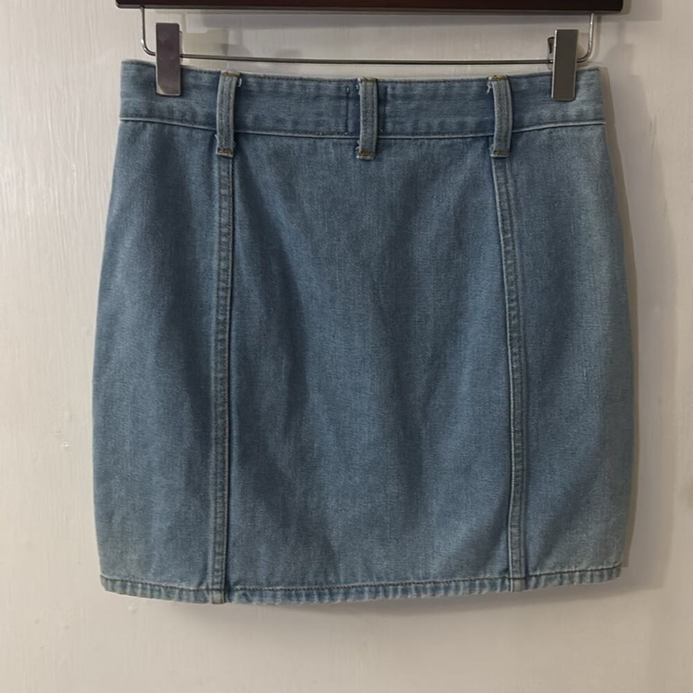 Princess Polly Mariya Fray Denim Mini Skirt 2 Blue Concert Cowgirl Festival Rave - Picture 2 of 8